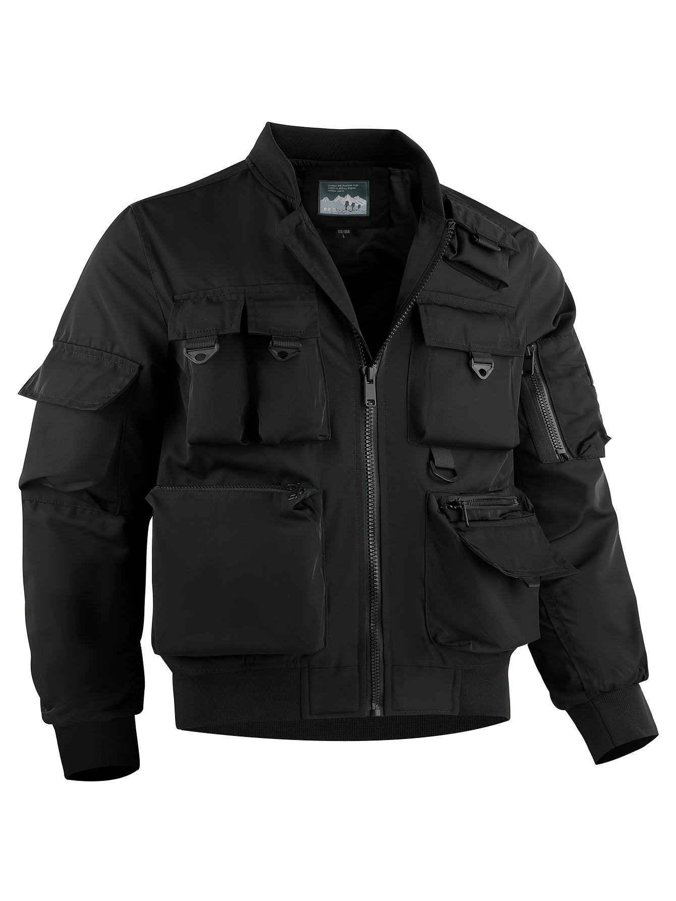 mens cargo jacket casual stand collar windbreaker jacket jacket for outdoor activities details 1