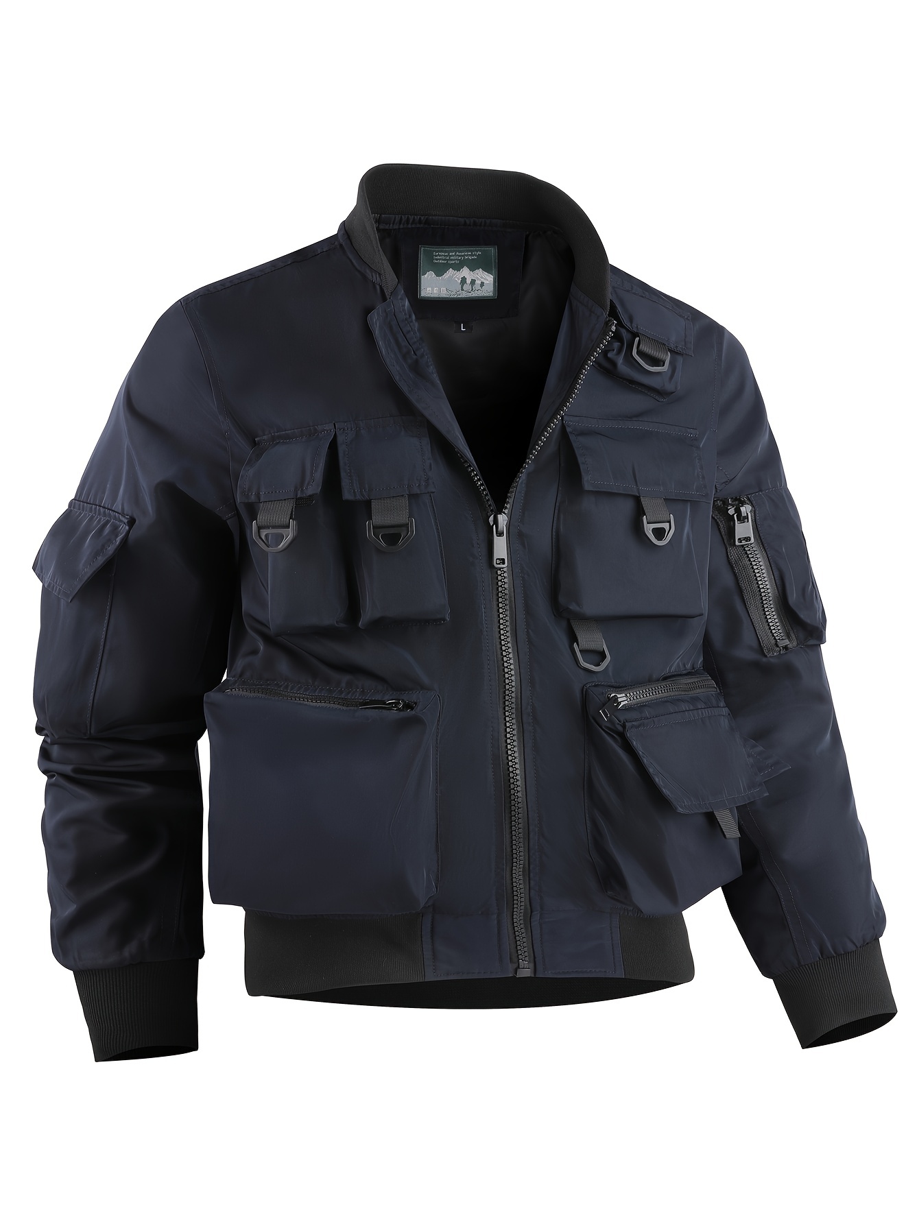 mens cargo jacket casual stand collar windbreaker jacket jacket for outdoor activities details 2