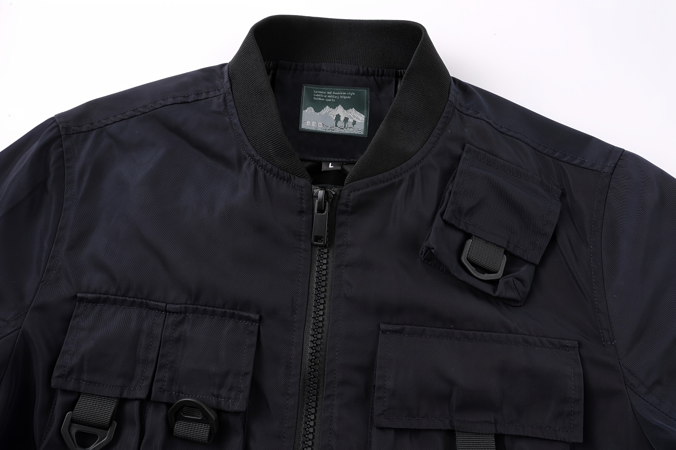 mens cargo jacket casual stand collar windbreaker jacket jacket for outdoor activities details 6