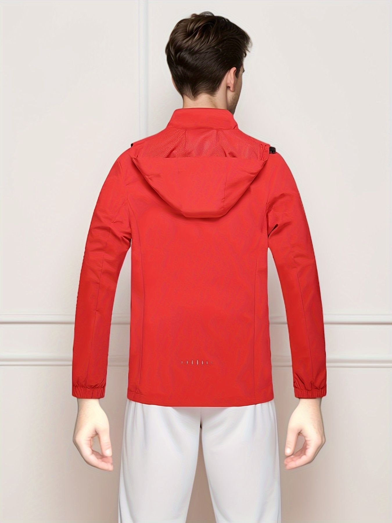 chic solid windbreaker hooded jacket mens casual zip up jacket coat for outdoor activities details 1