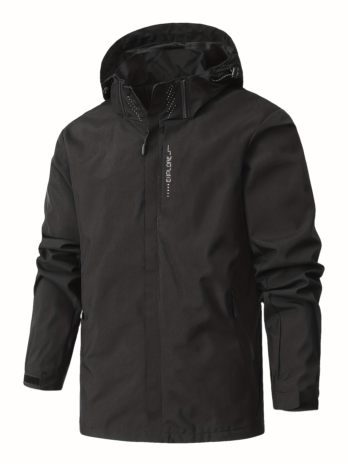 chic solid windbreaker hooded jacket mens casual zip up jacket coat for outdoor activities details 9