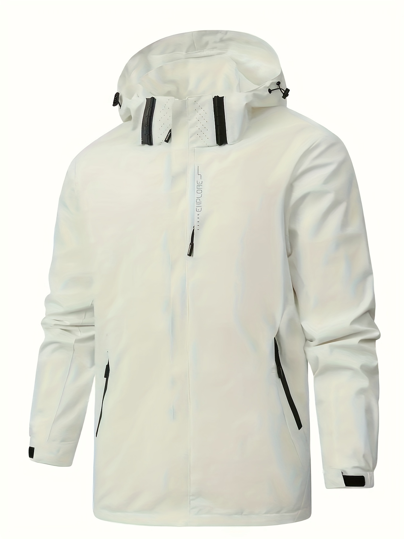 chic solid windbreaker hooded jacket mens casual zip up jacket coat for outdoor activities details 15