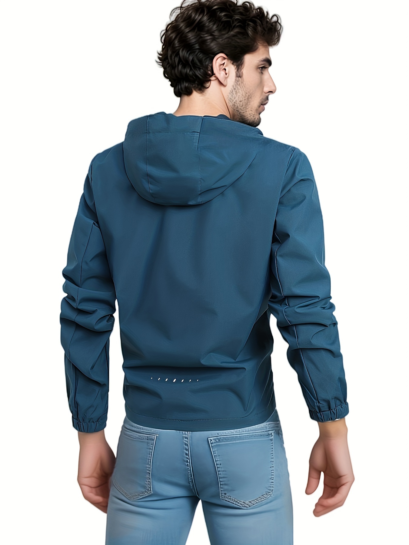 chic solid windbreaker hooded jacket mens casual zip up jacket coat for outdoor activities details 23