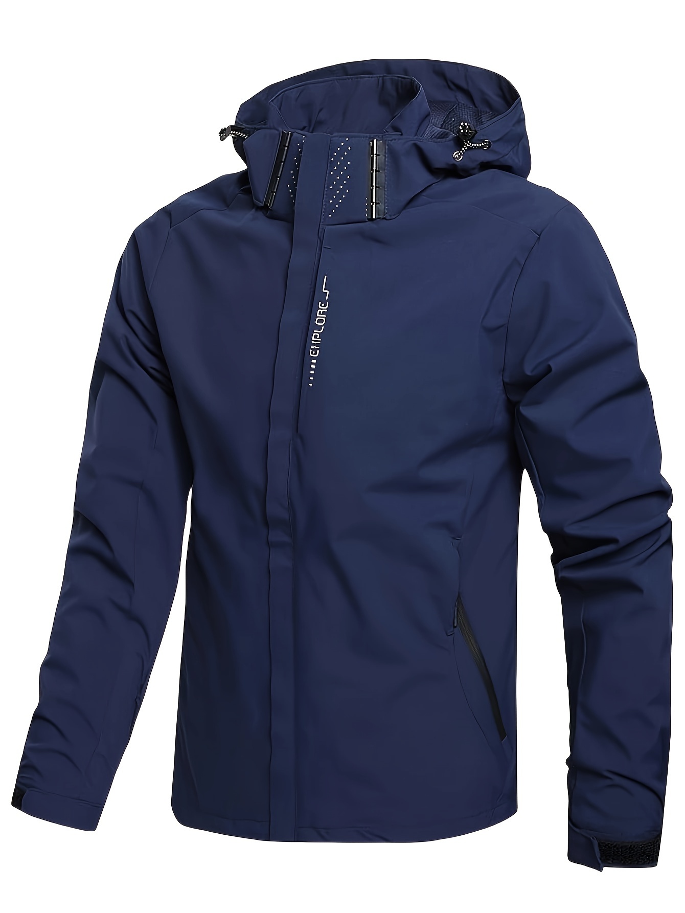 chic solid windbreaker hooded jacket mens casual zip up jacket coat for outdoor activities details 39