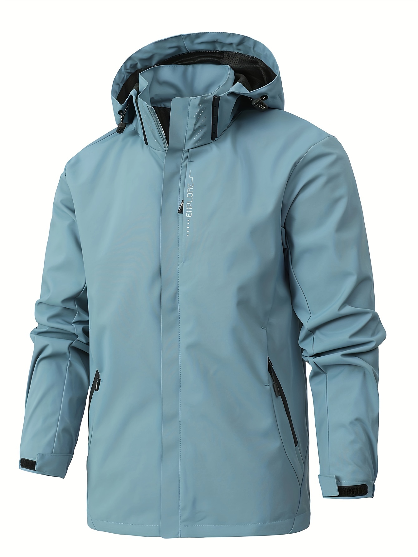 chic solid windbreaker hooded jacket mens casual zip up jacket coat for outdoor activities details 43