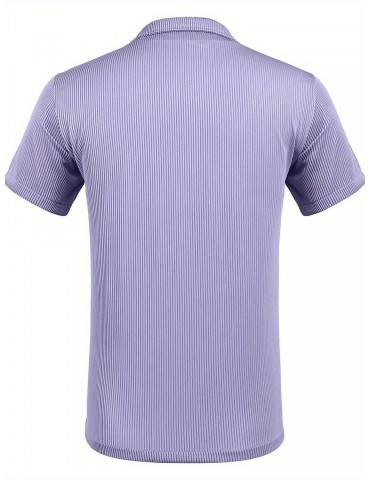 Men's Slim Fit Casual Button-Down Shirt - Short Sleeve, Solid Color, Breathable Polyester - Perfect for Beach & Summer Outings, PLUS SIZE